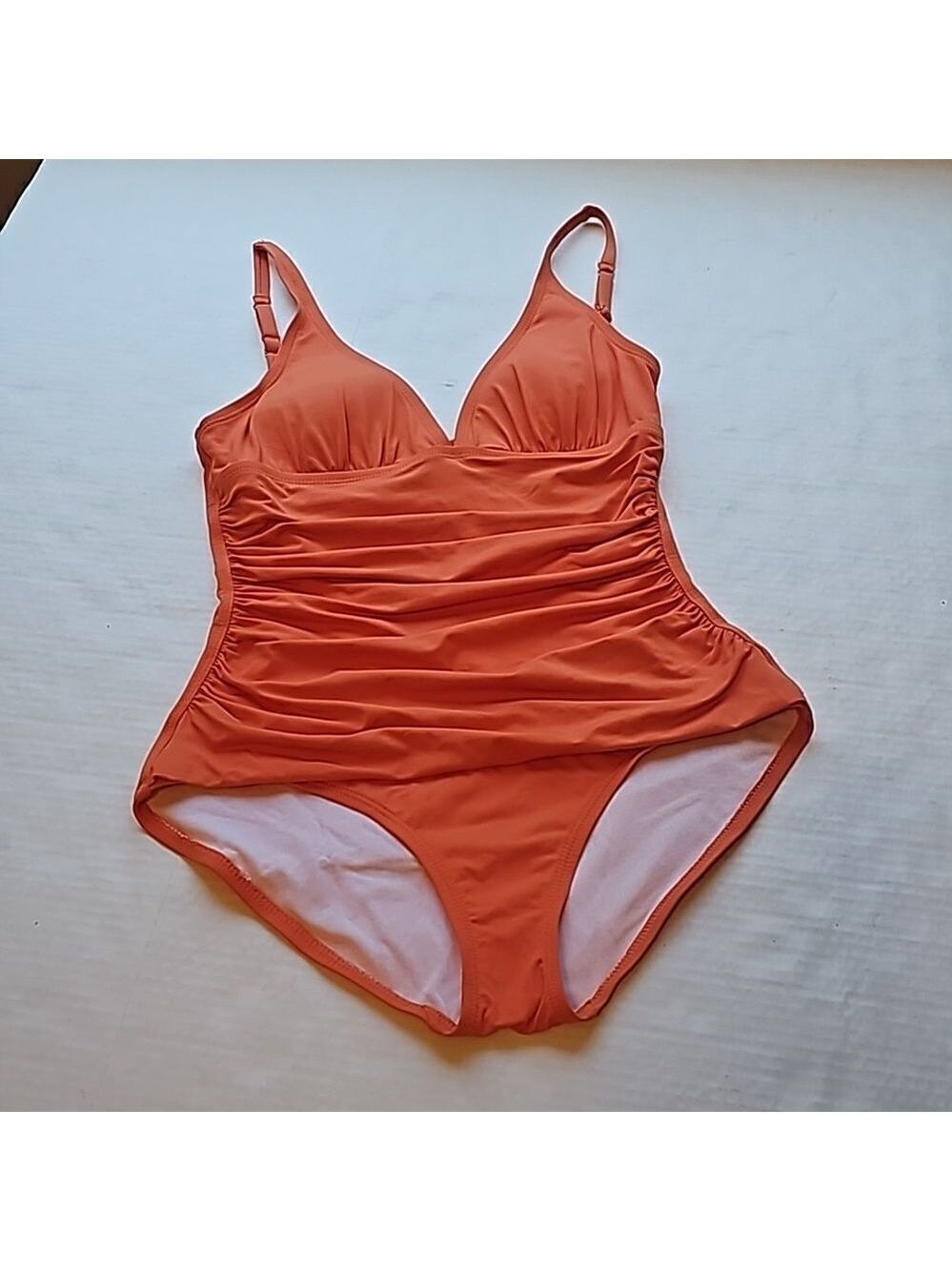 Tommy Bahama orange runched one piece swimsuit size 4